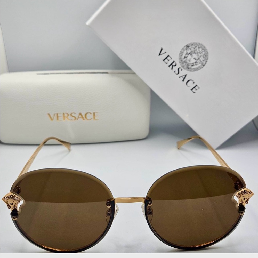 Versace Gold and Brown Sunglasses